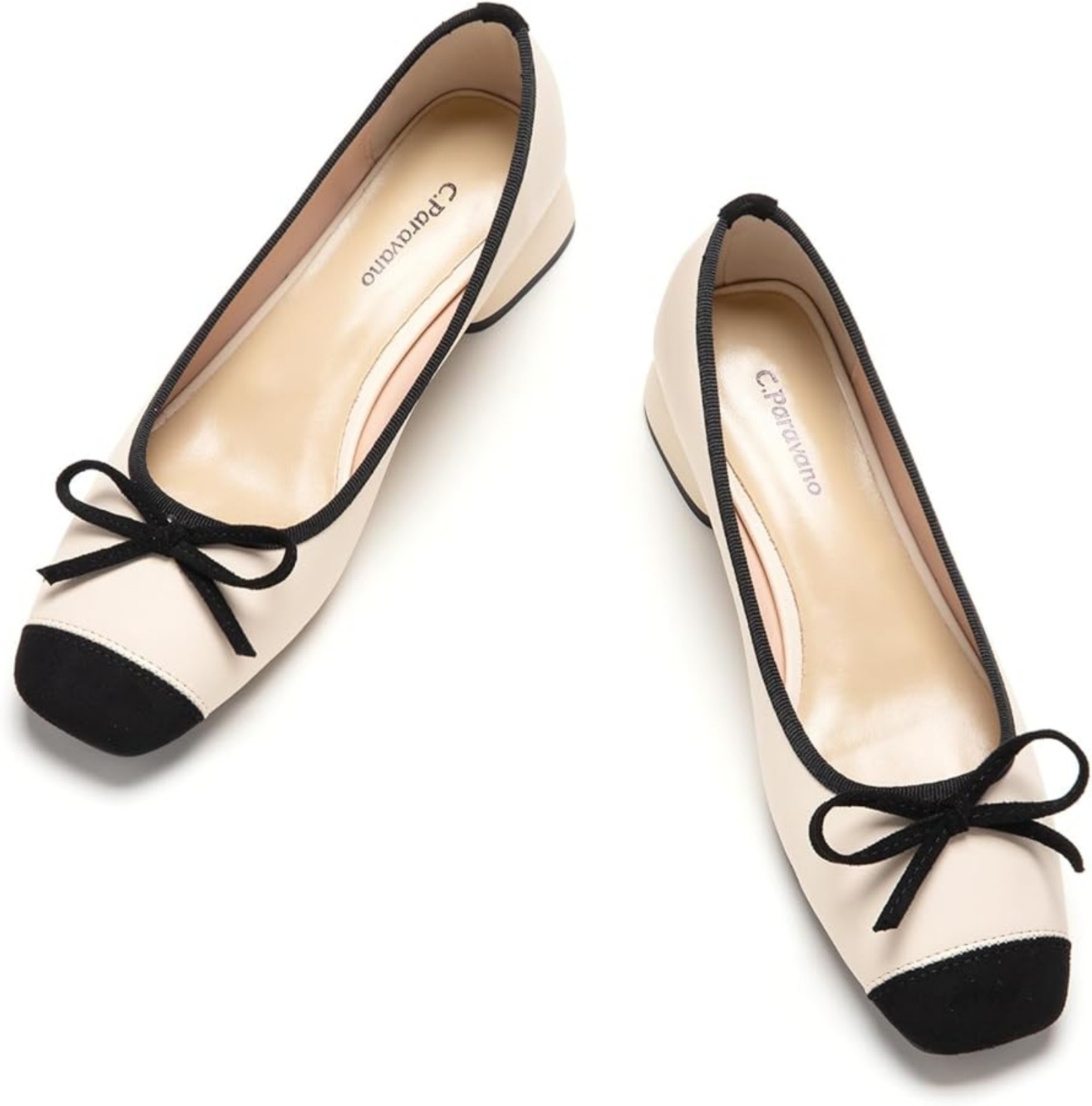 C.Paravano Women's Mary Jane Pumps Square Toe low Block Heels Closed Toe Chunky