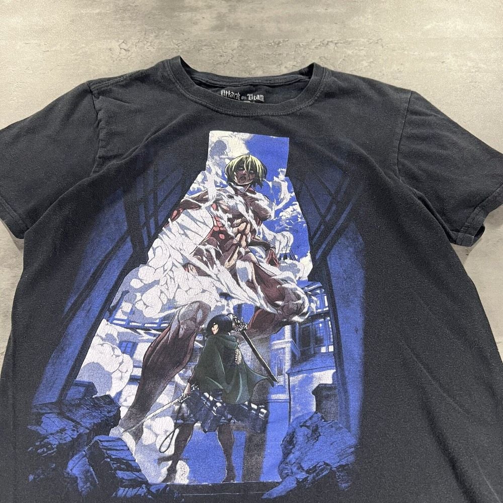 Attack On Titan Shirt Women S Black Mikasa Akerman RARE Solo Anime Manga Faded