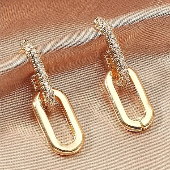 14K Gold 2ct Diamond Hanging 2 Link Womens Earrings Links Ladies 2 ct Jewelry 14