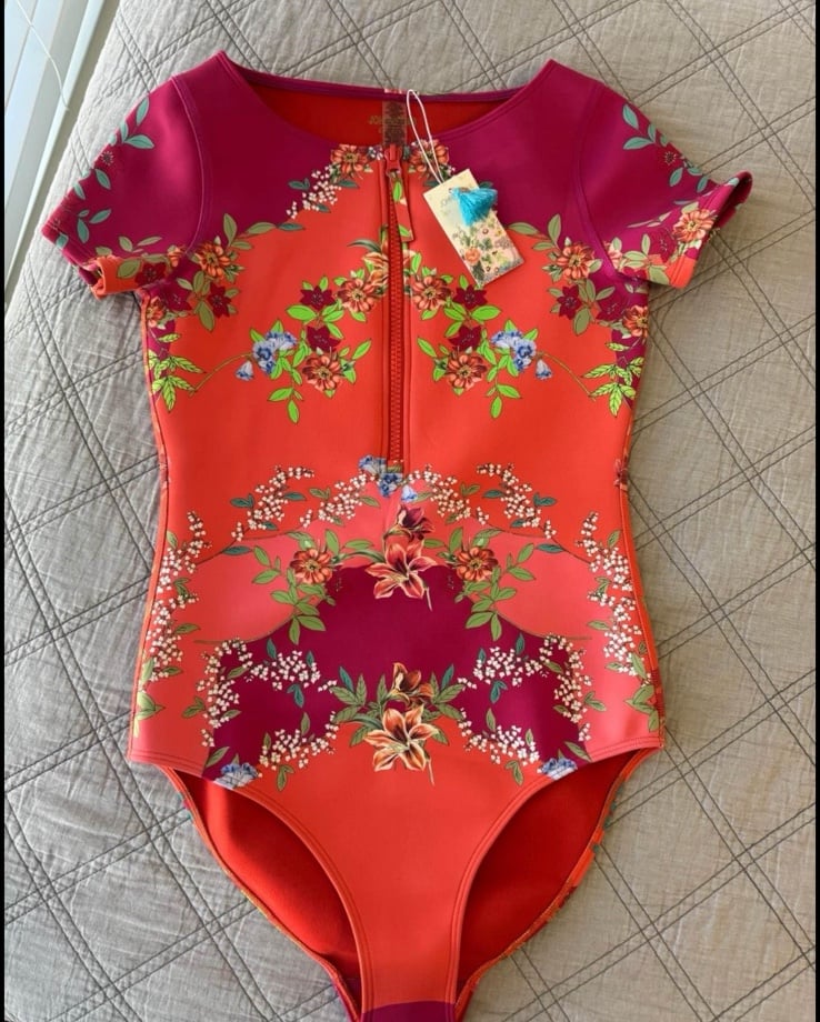 NEW Johnny Was Wave Surf One Piece Zip Up Neoprene Suit-size Medium