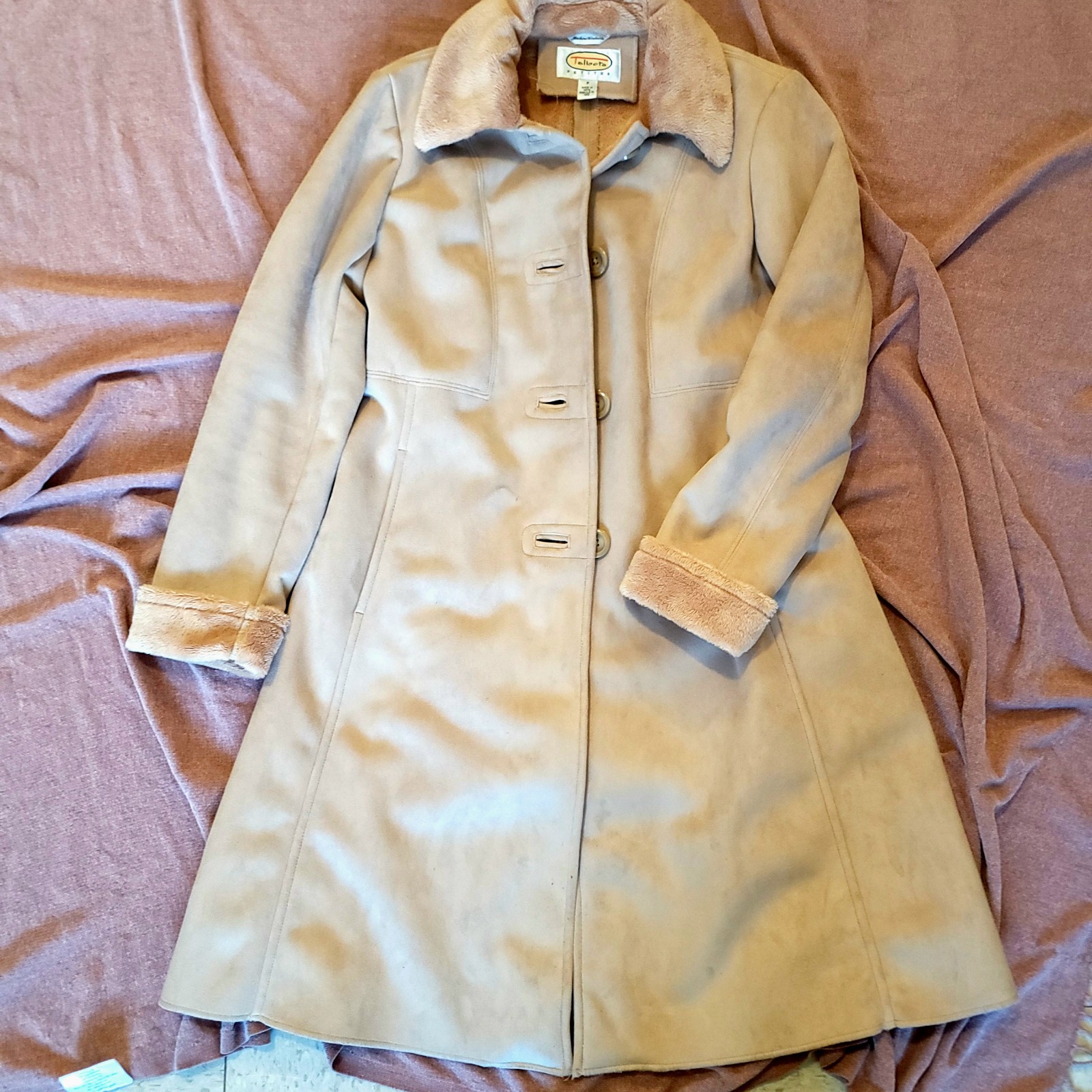 Soft Beige Vintage Suede Coat