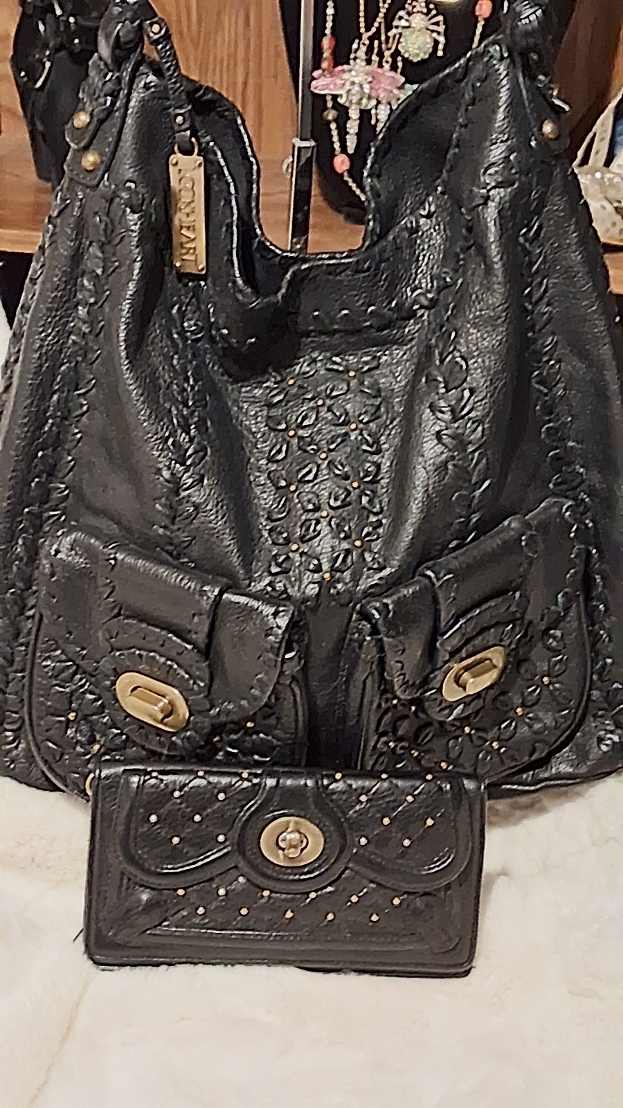 Lockhart Black Leather bag and Matching Wallet (can be sold separately )