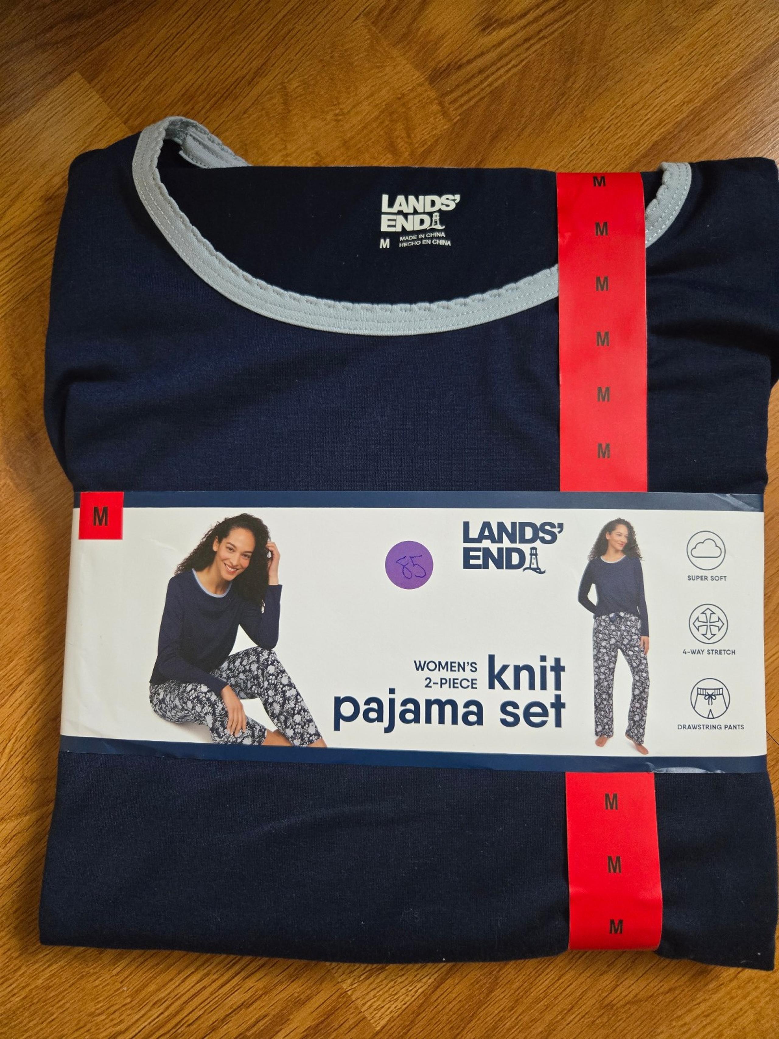 Lands end womens knit pajama set sz medium - Lands' End