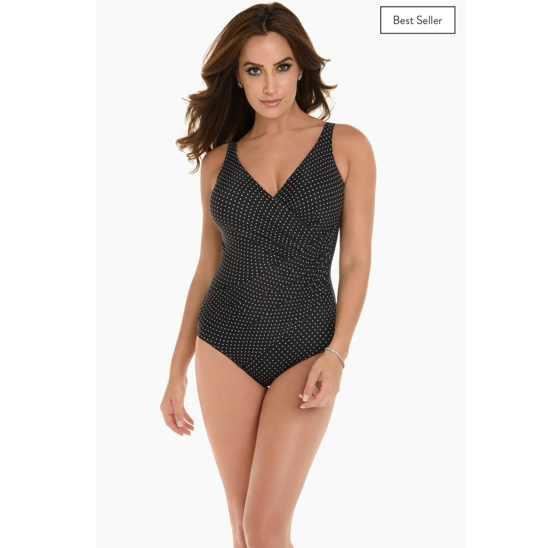 Miraclesuit Pin Point Oceanus One Piece Polka Dot Monokini Swimsuit Size 18