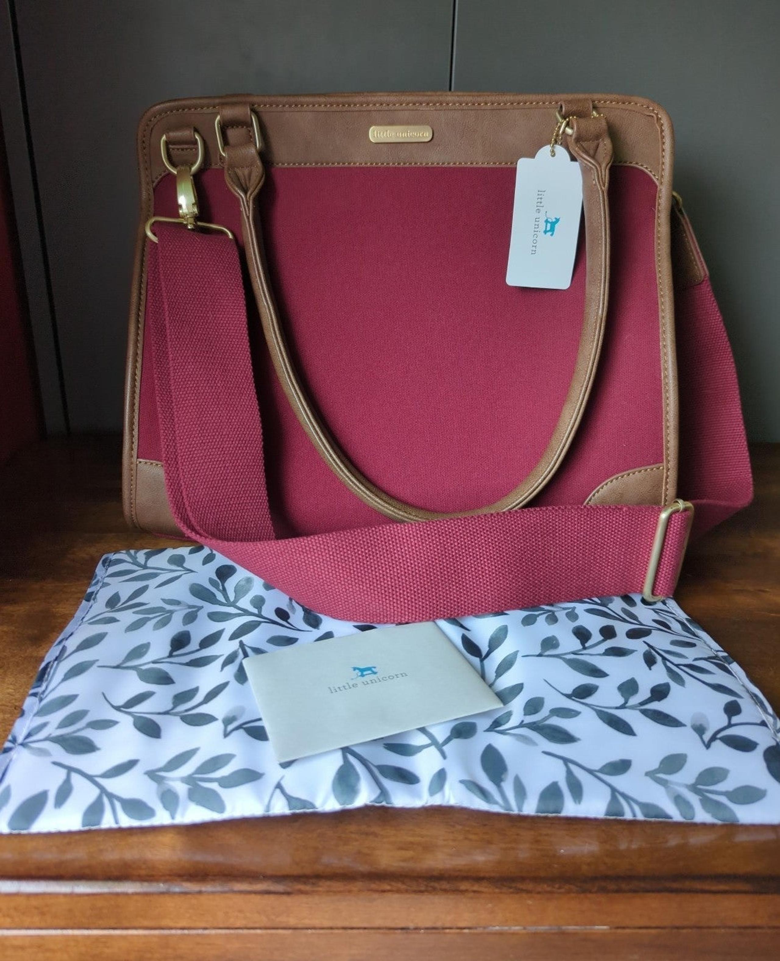Little Unicorn Pomegranate and Tan Diaper Bag NWT