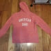 American Giant Pink 100% Cotton Felt Zip Up Hoodie L