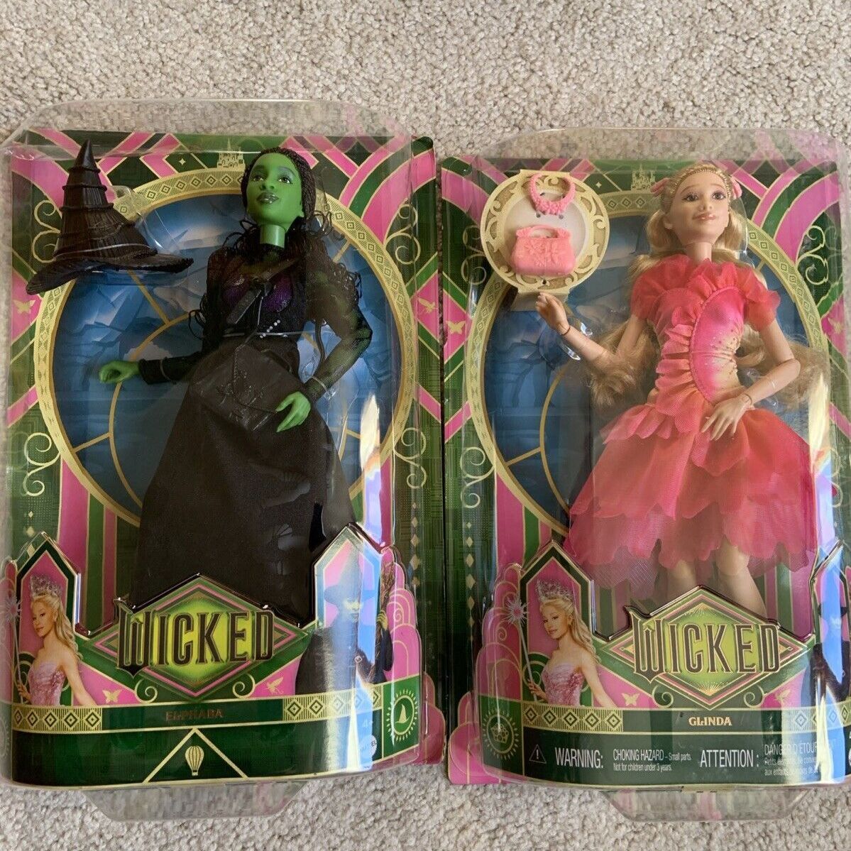 Mattel Wicked Glinda And Elphaba Barbie Dolls URL MISPRINT Set of 2