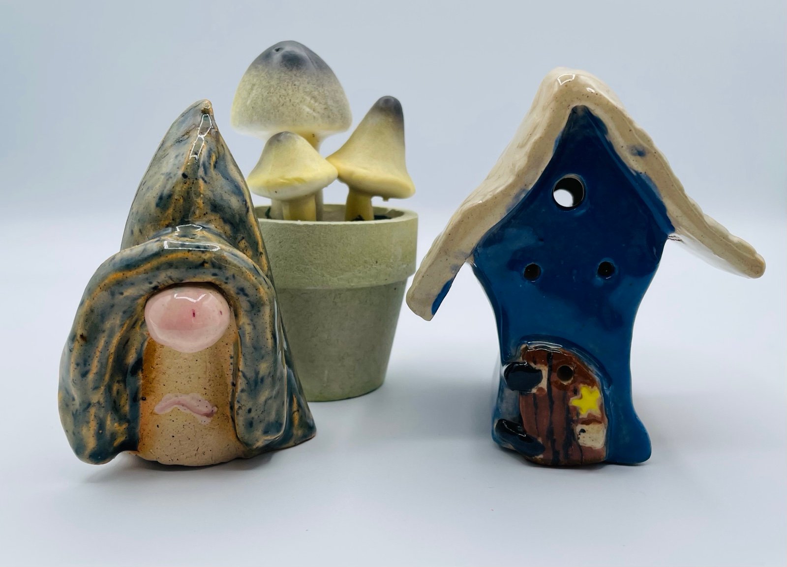 Adorable Gnome Set Hand Sculpted Artist Signed Figurines