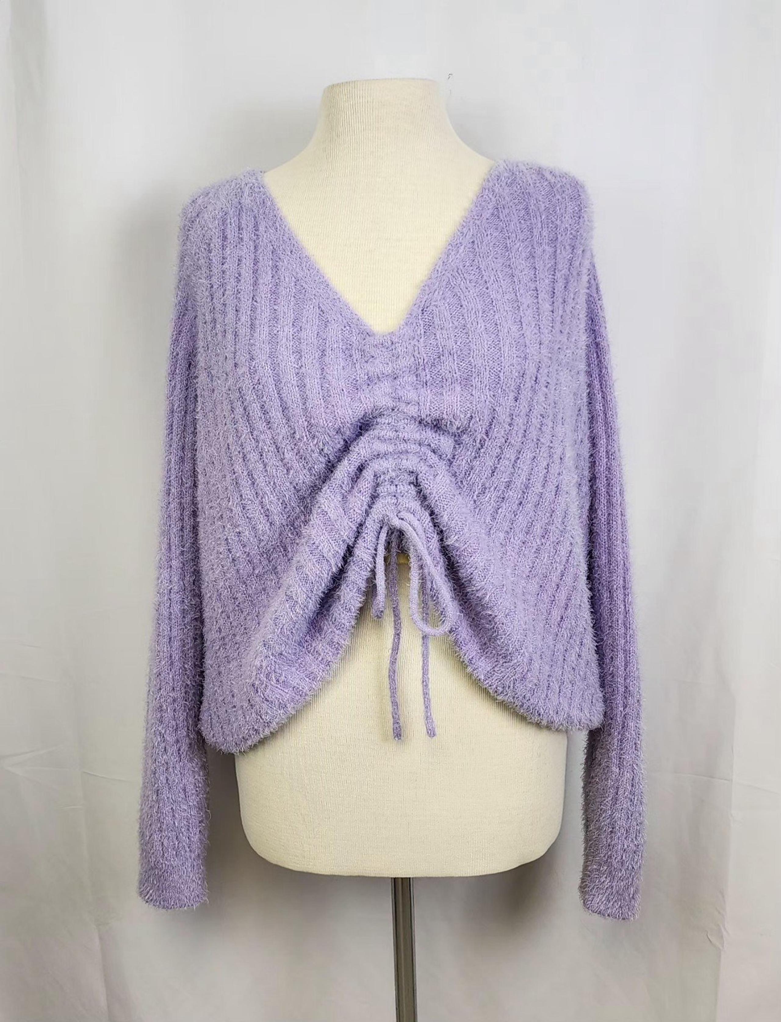 Women's Plus Lavender Cropped V Neck Sweater Size 2X - Rue21
