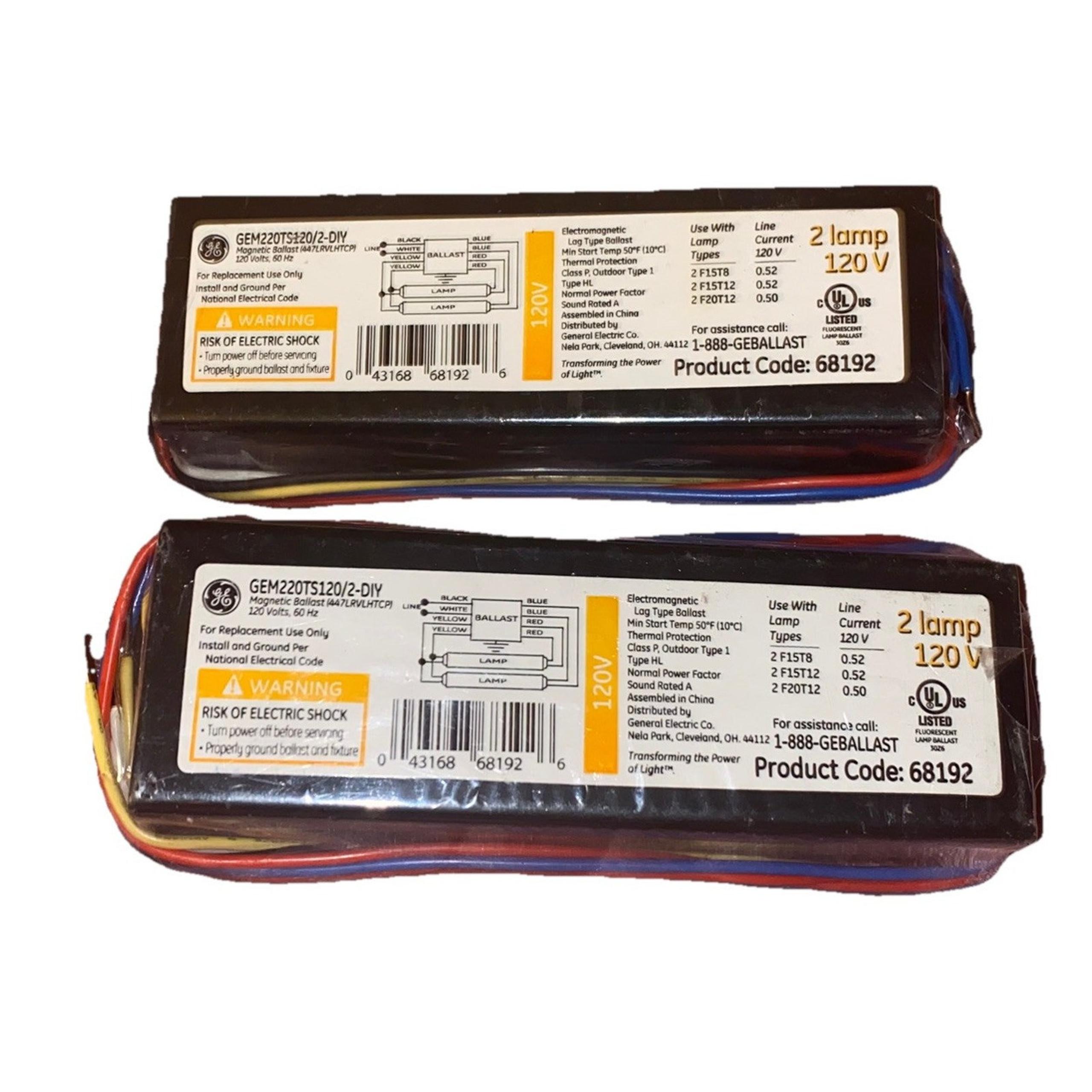 GEM220TS120/2-DIY Manufactured by GENERAL ELECTRIC Ballast 120VAC 60HZ Lot of 2