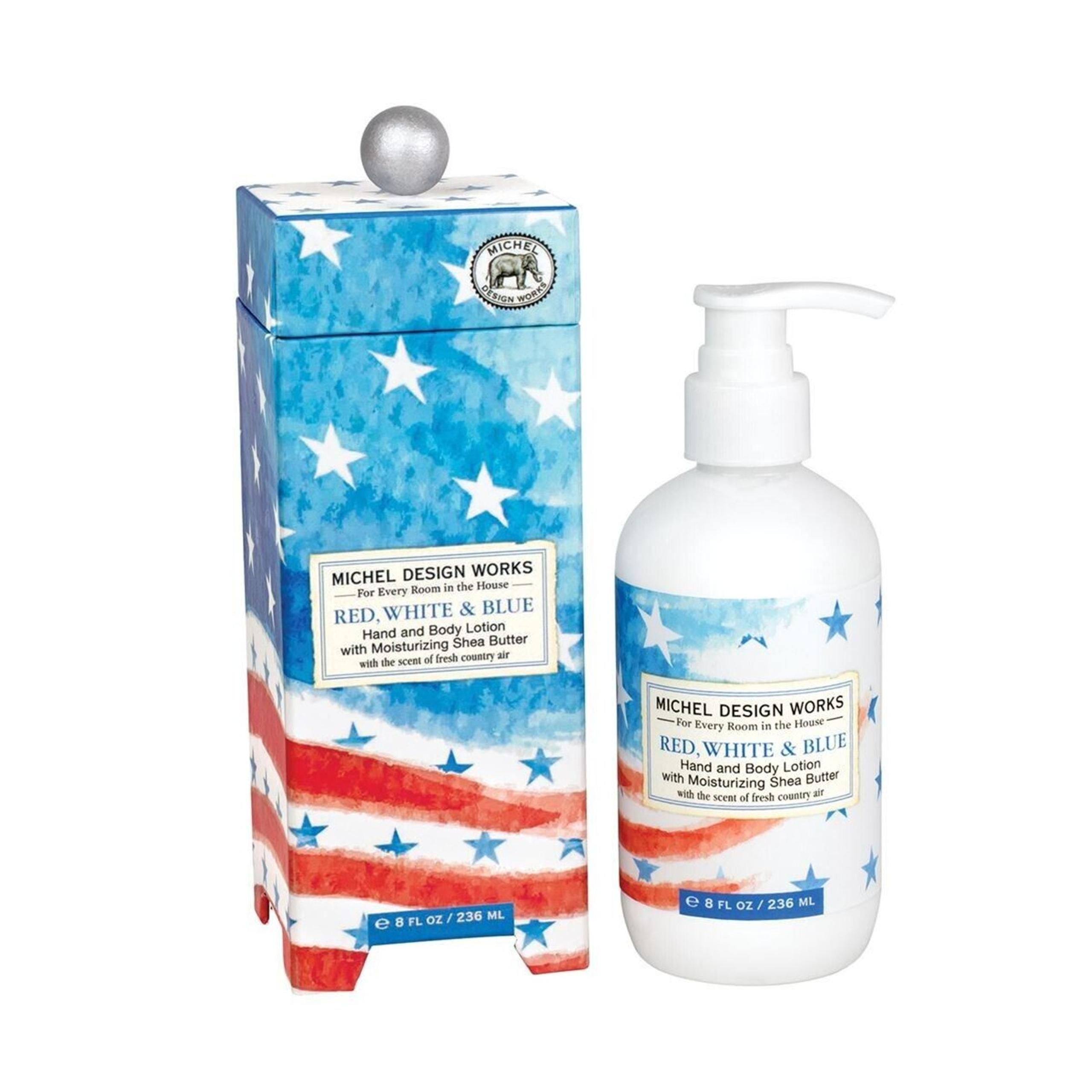 NIB Michel Design Works Hand & Body Lotion w/ Shea Butter - Red, White, and Blue