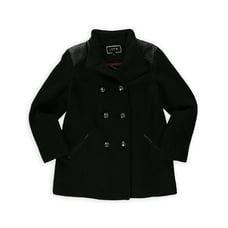 Apt. 9 Womens Boucle' Double Breasted Military Jacket Black Plus Size 1X