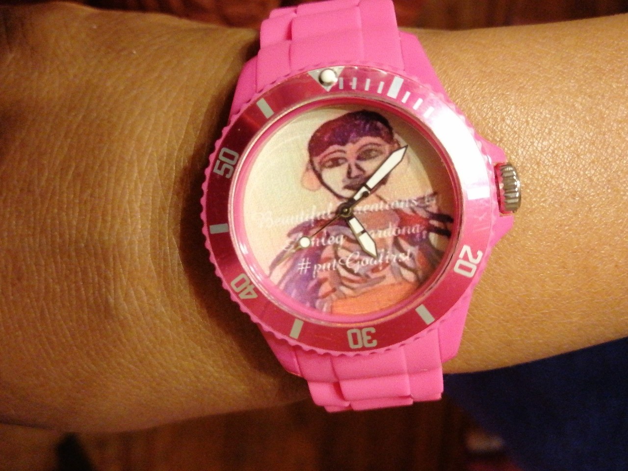 # putGodfirst pink watch... for women kids.......