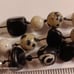 925 Sterling Silver & Black, White, Picasso Beaded Bracelet