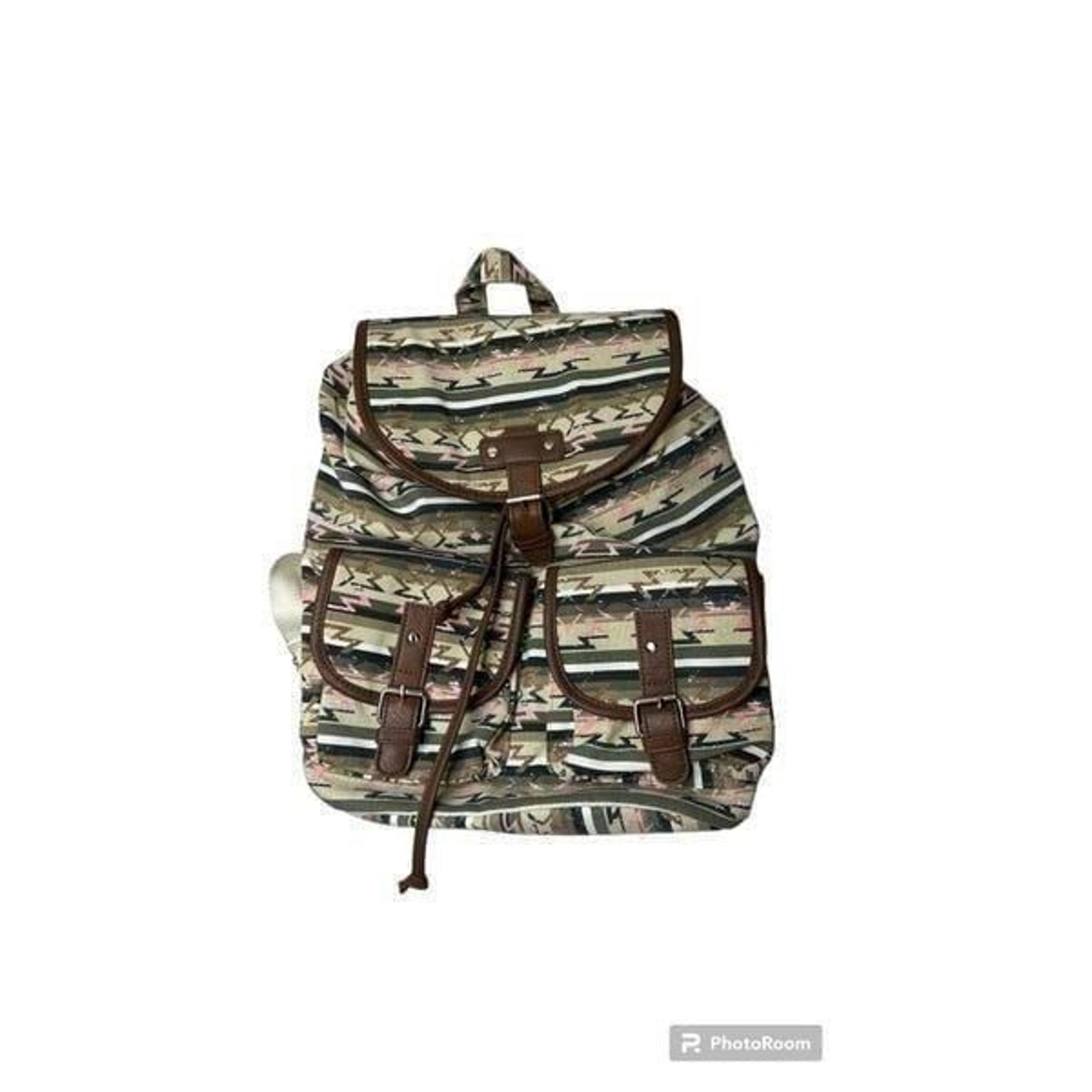 No Boundaries Aztec Style Canvas 2 Front Pocket Backpack.