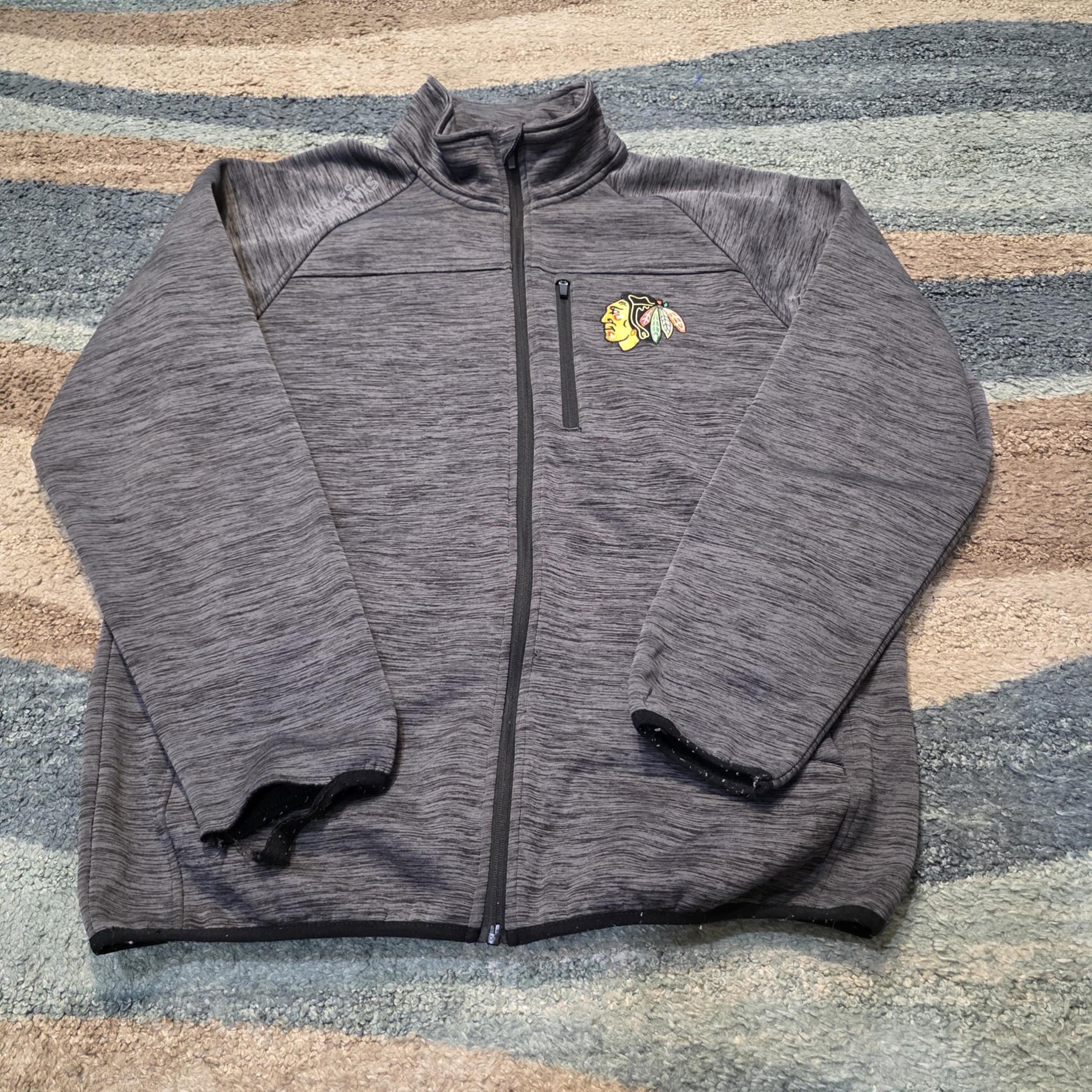 Chicago Blackhawks Men's Mindset Full Zip Jacket by G-III Sports - Charcoal