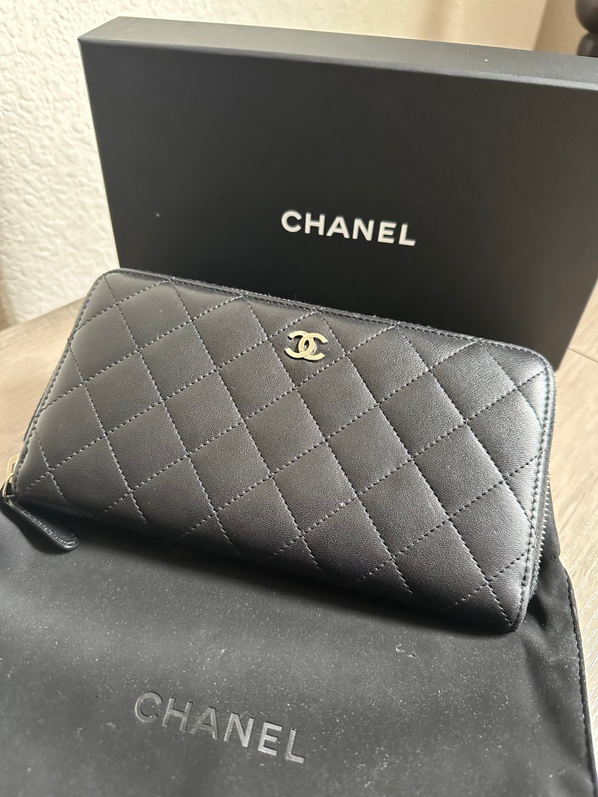 Chanel Lambskin Long Zippy Wallet w/Silver Hardware