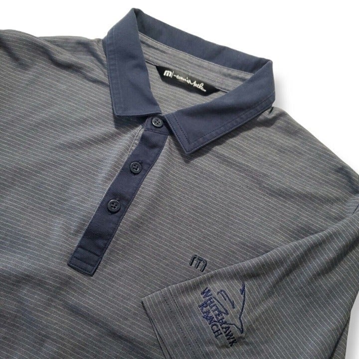 Travis Mathew Men's Medium Navy Blue Golf Short Sleeve Polyester Polo Whitehawk