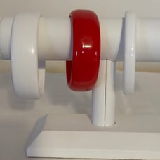 Beautiful Lucite White (2) and Red (1) Bracelets - set of 3