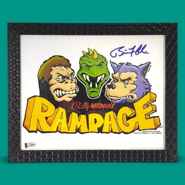 Rampage Framed 8X10 Print Signed By 1986 Game Creator Brian Colin Beckett COA