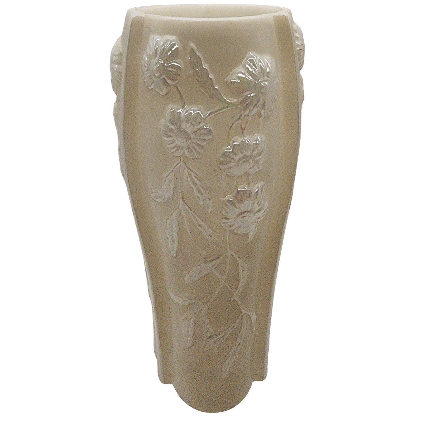 Phoenix Glass Astor Vase Pearlized White MCM