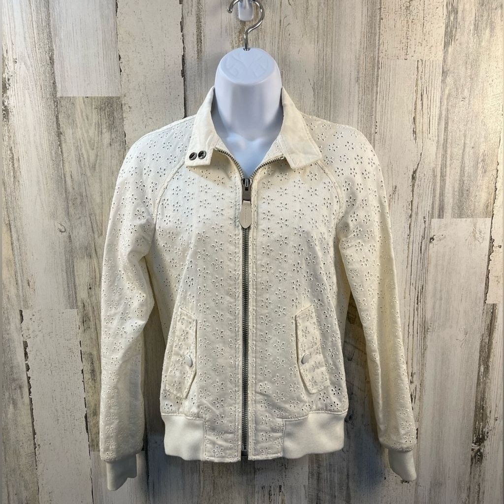 Coach Eyelet Raglan off white Bomber Jacket - size XXS preloved