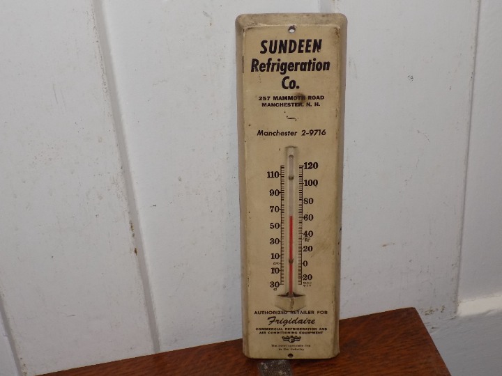 Vintage Sundeen Refrigeration Co. Metal Advertising Thermometer