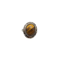 Vintage Sterling Silver Taxco Tigers Eye Ring Size 7 With Intricate Design