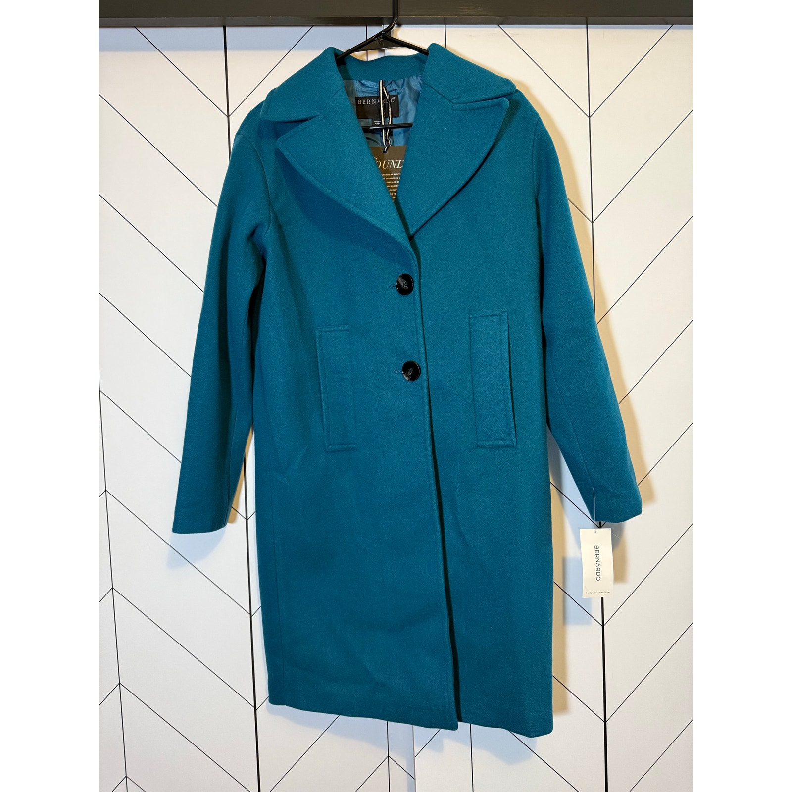 Bernardo Women’s Extra Small Blue Cyan Wool Blend Desk to Dinner Oversize Coat