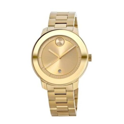 MOVADO 3600750 VERSO GOLD DIAL STAINLESS STEEL BRACELET BAND WOMENS WATCH