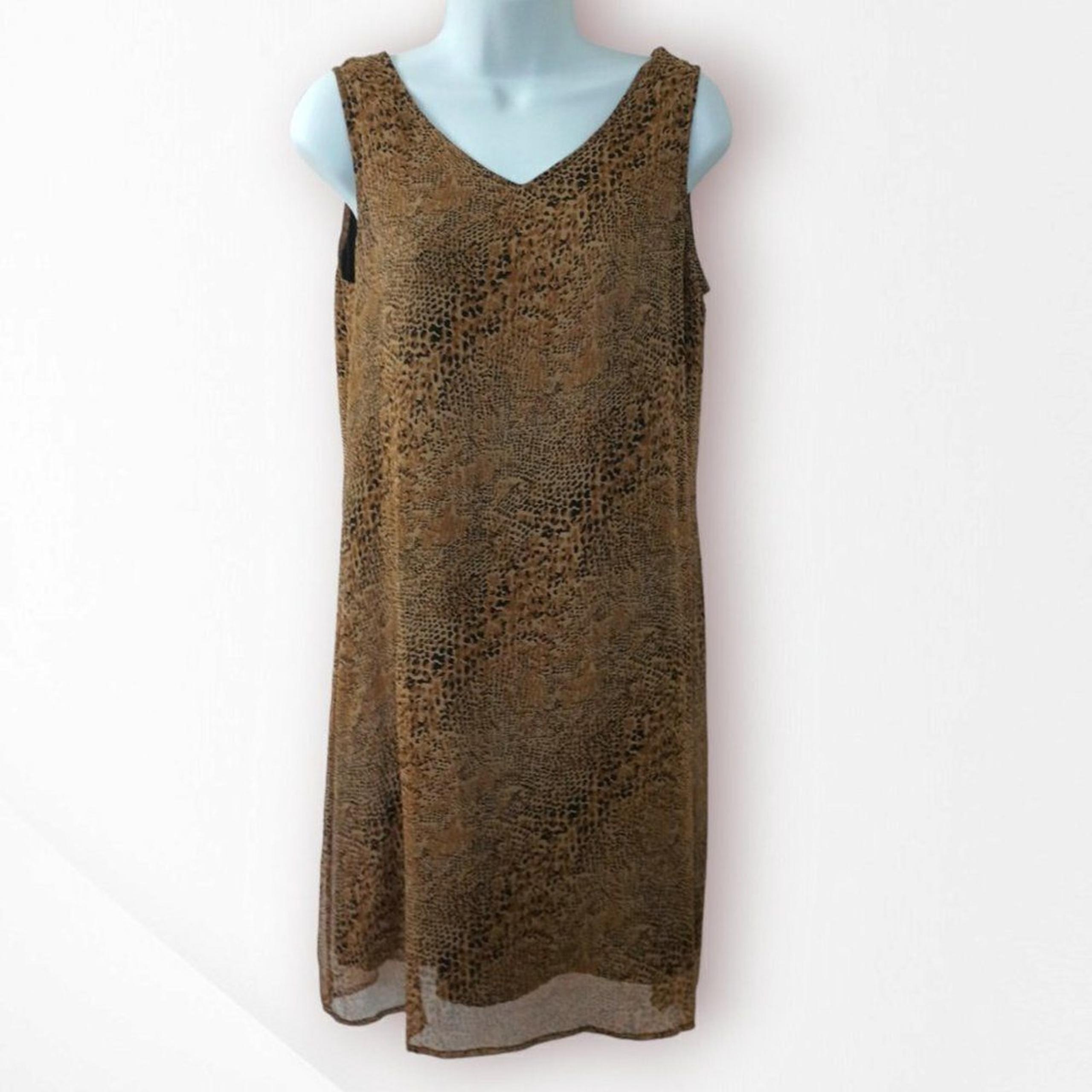 Vintage Robbie Bee 100% Silk Shift Dress Lined Size 6  Snake Skin Pattern