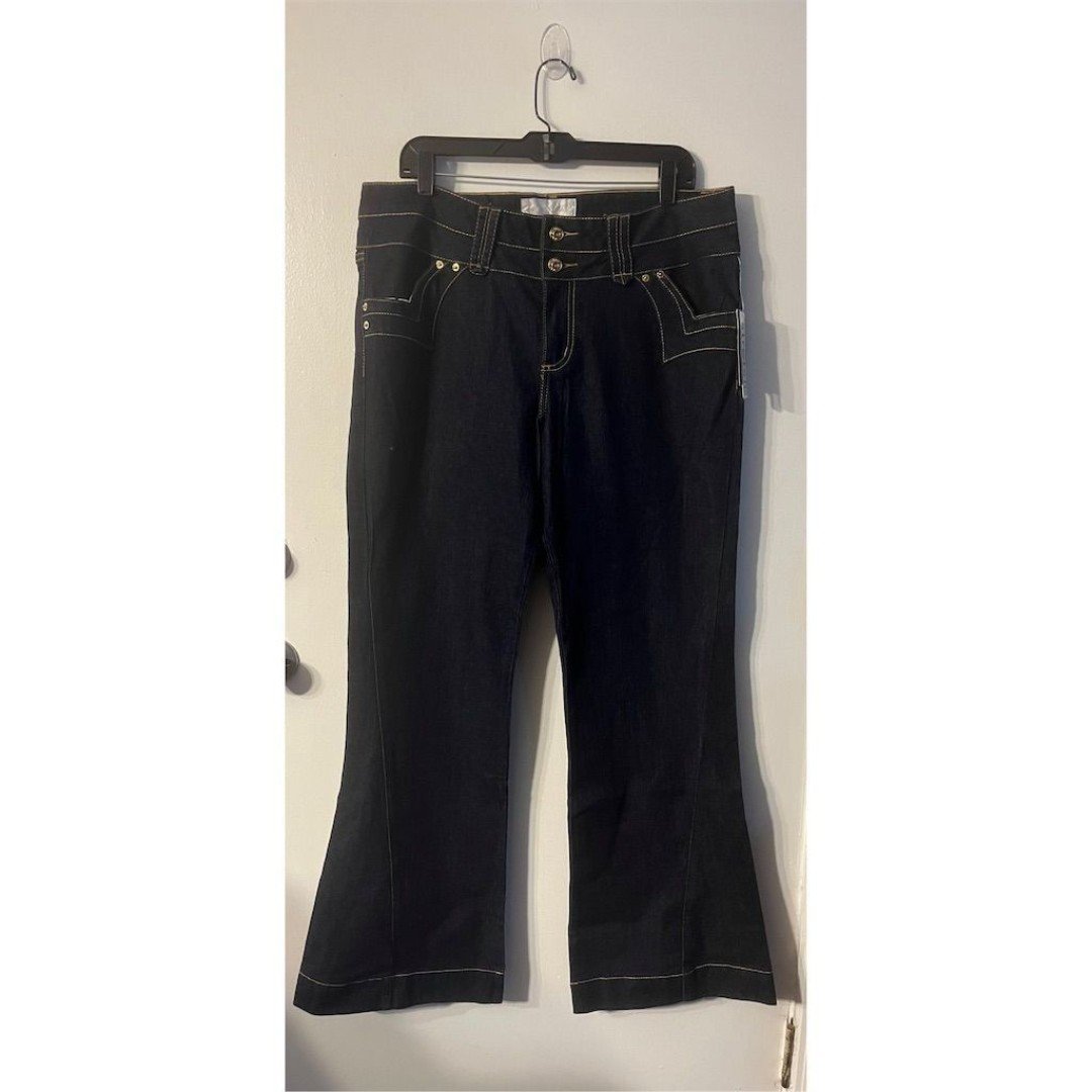 Baby Phat Women's Blue Embellished Bootcut Jeans Stretch Size 18 Embroidery NWT