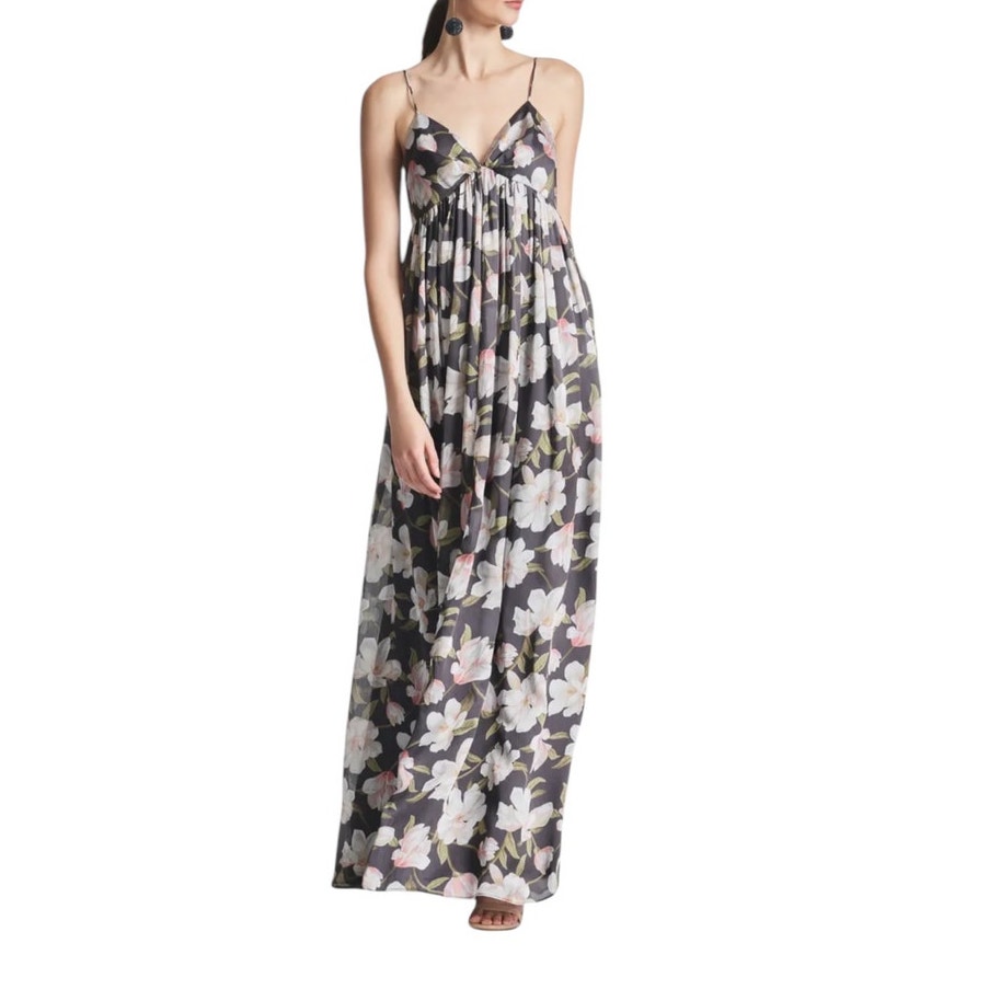 Sachin + Babi NEW Size 8 Jessica Floral V Neck Empire Waist Gown Ebony Garden