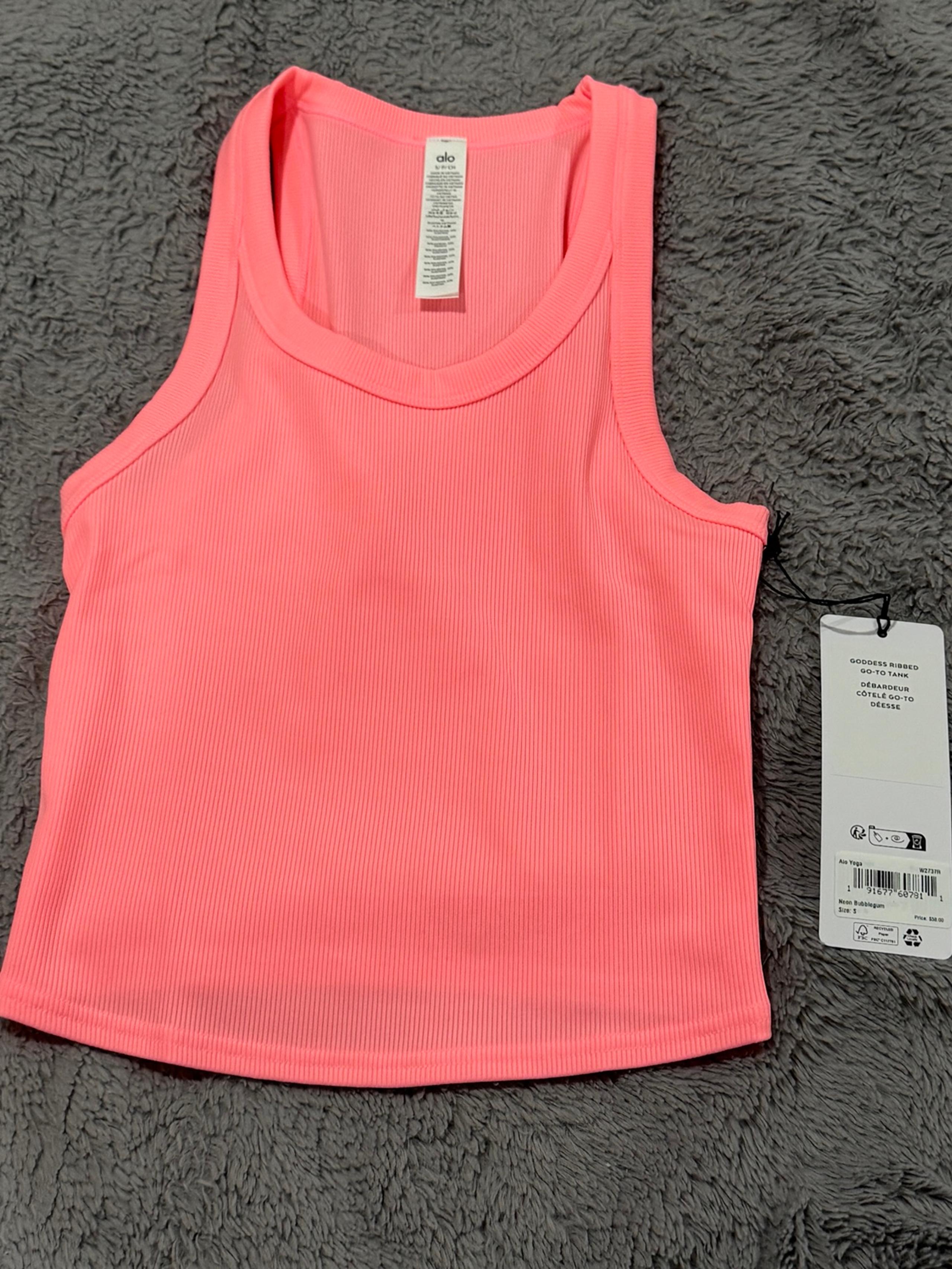 New Alo Goddess Ribbed Go To Tank Neon Bubblegum