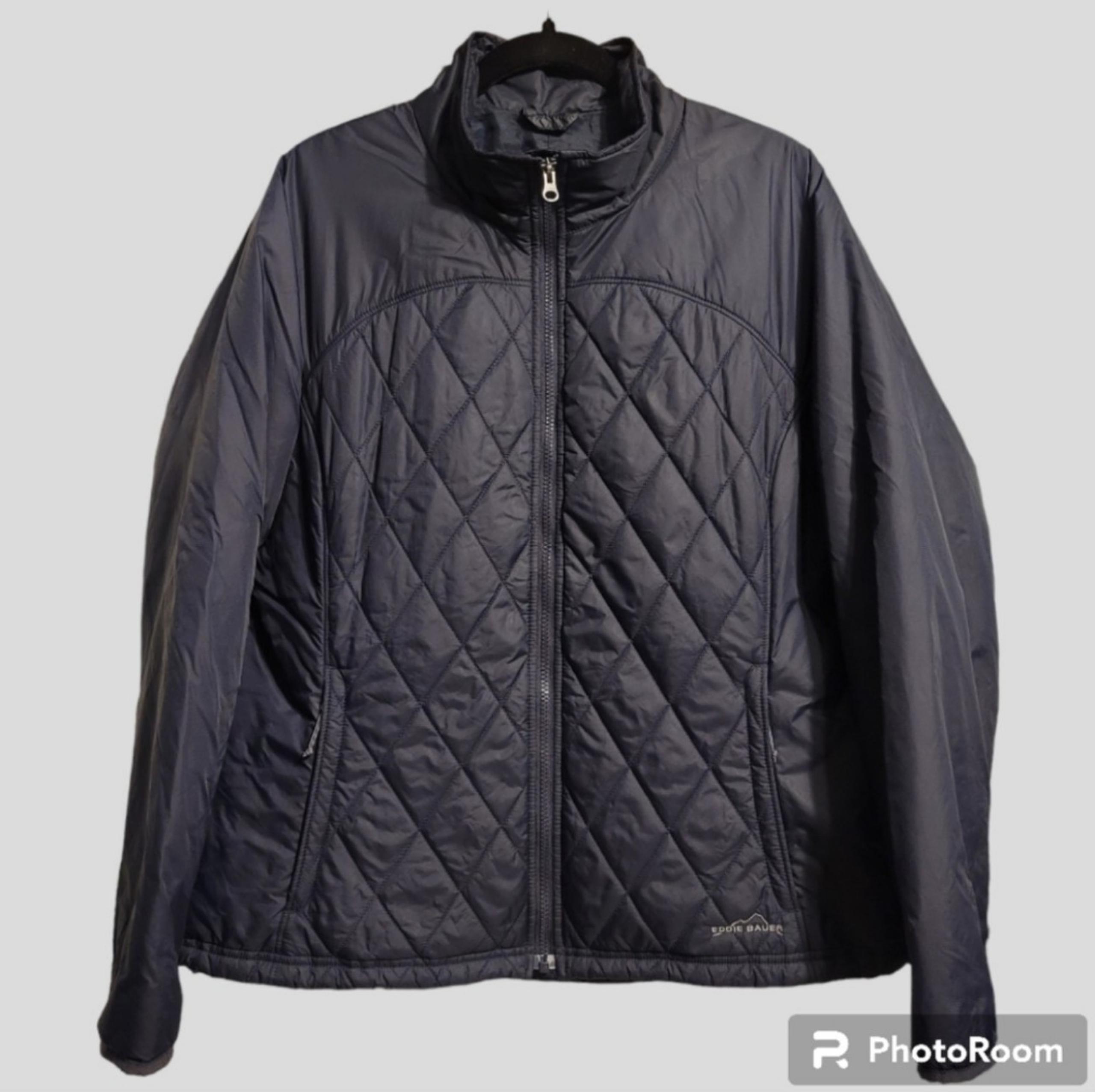 Eddie Bauer Quilted Jacket Womens XXL Navy Blue Zip-Pockets Puffer Lightweight