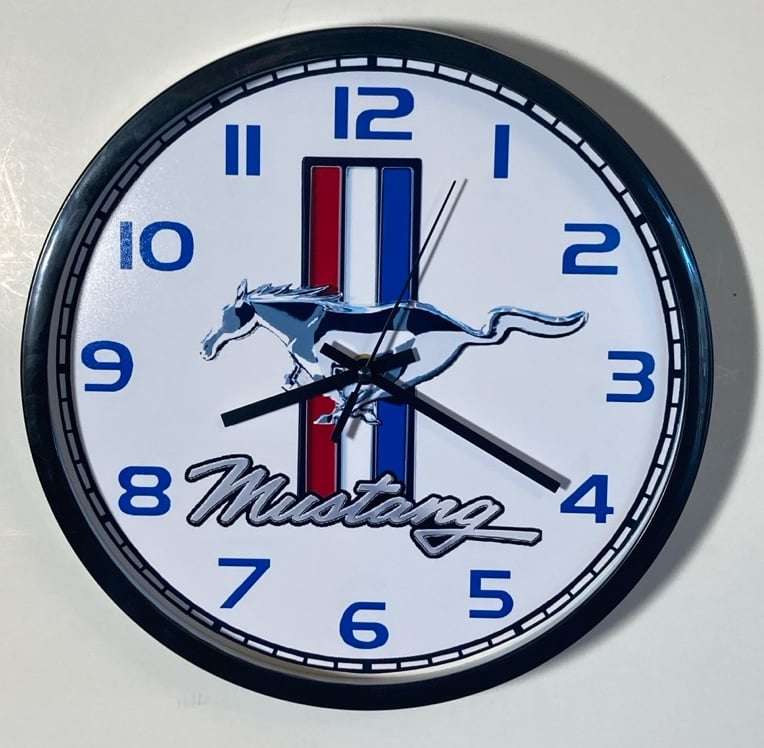 Ford Mustang logo battery operated wall clock