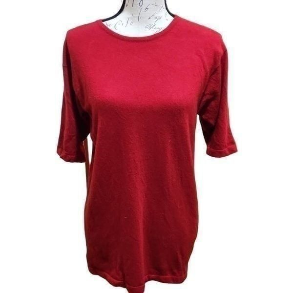 Valerie Louthan 100% Cashmere Short Sleeve Red Sweater - Size Small