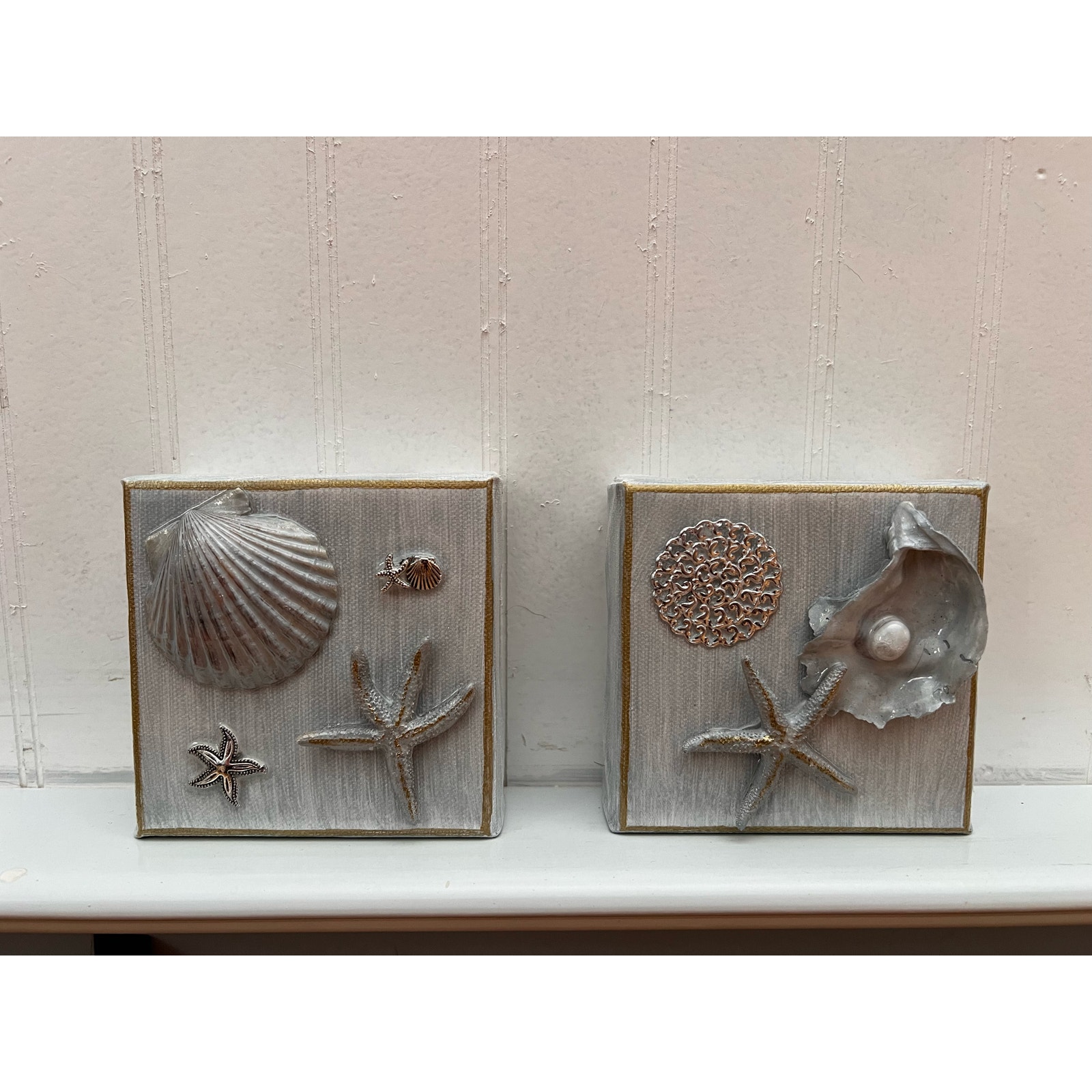 Handmade Seashell Canvas Art – Coastal Decor with a Modern Twist!