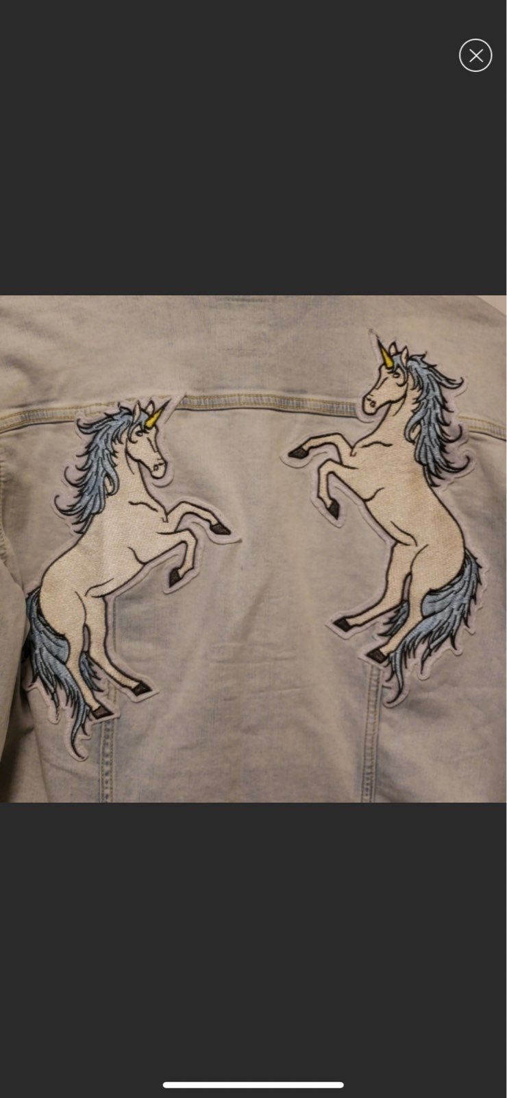 Lularoe jean jacket w/ awesome unicorn p