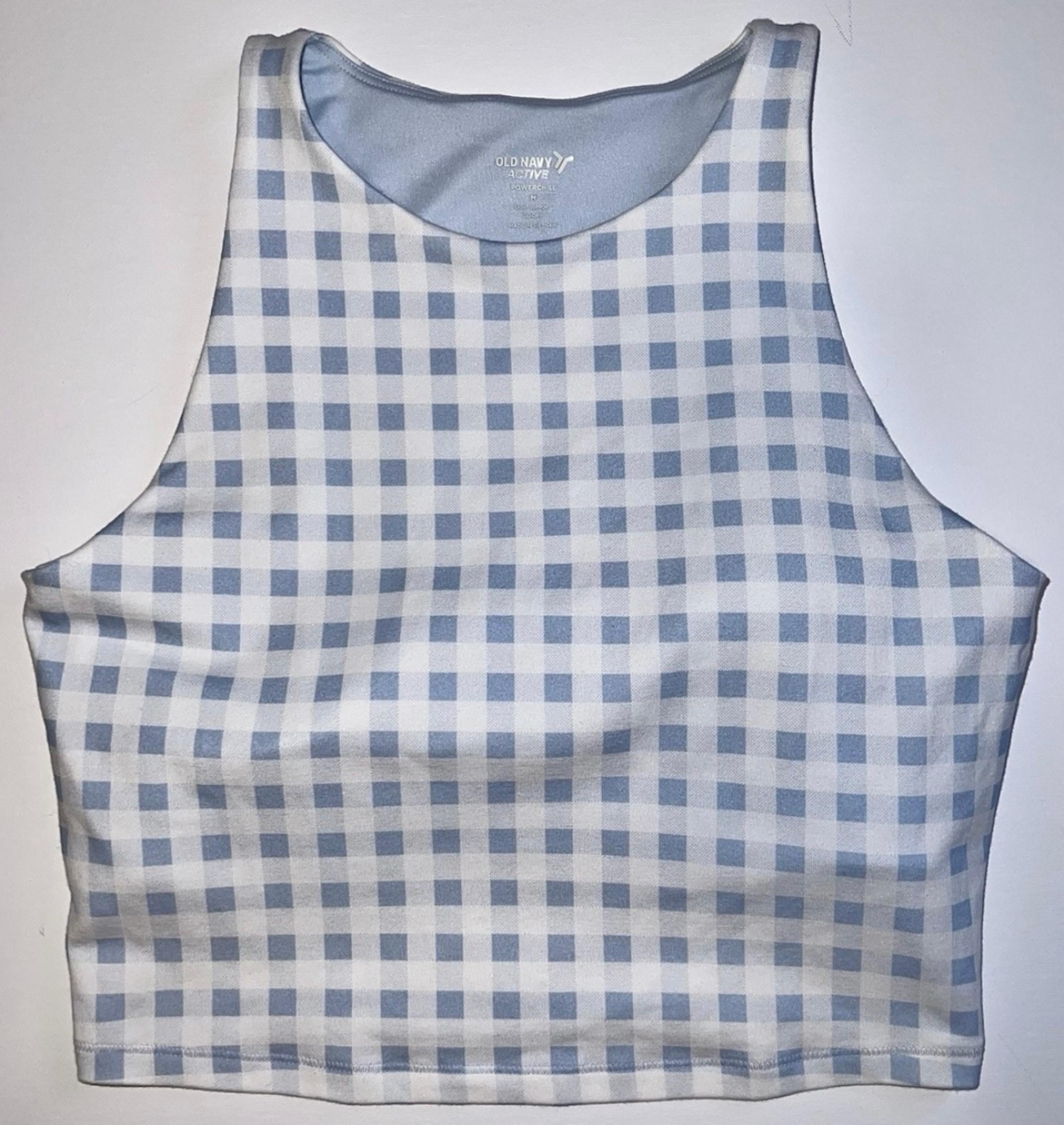 Old Navy Women's Active Sports Bra MEDIUM Powerchill Tank Top Blue White NWT L