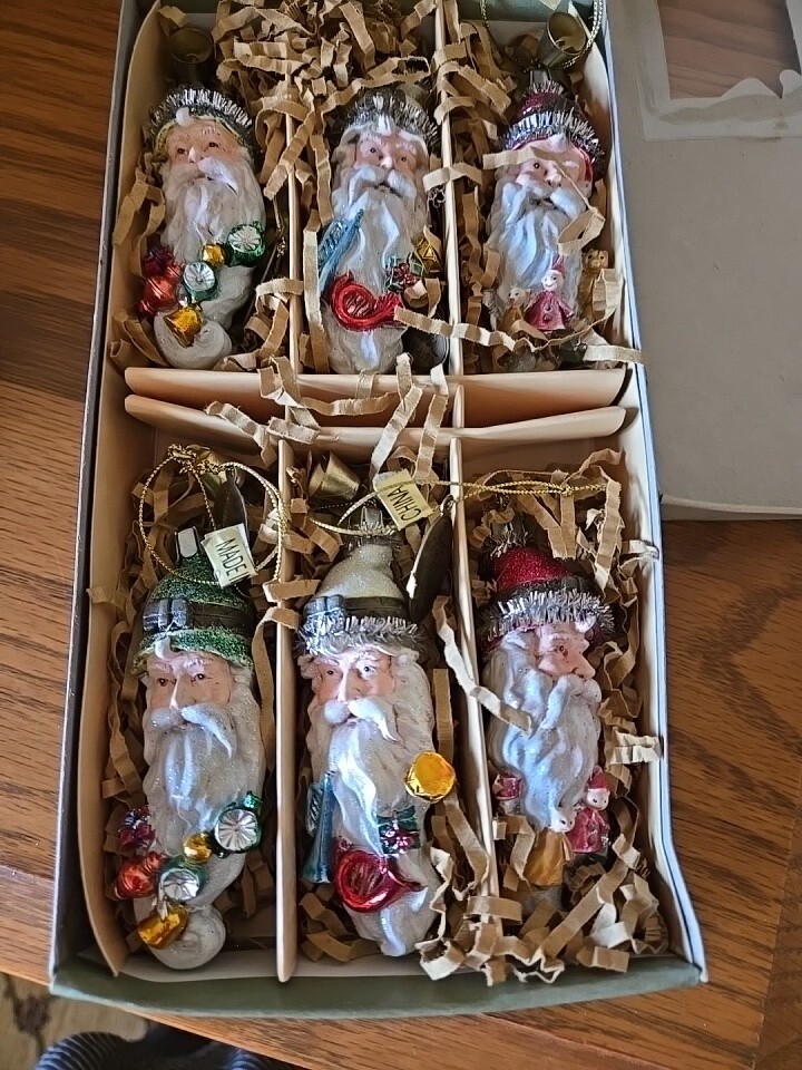 Katherines Collection Old World Santa Ornaments Set of 6 Keepsake Vtg 2005