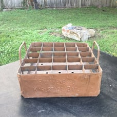 Vintage Galvanized Steel Glass Beer Bottle Crate w/Reinforced Side Handles Metal