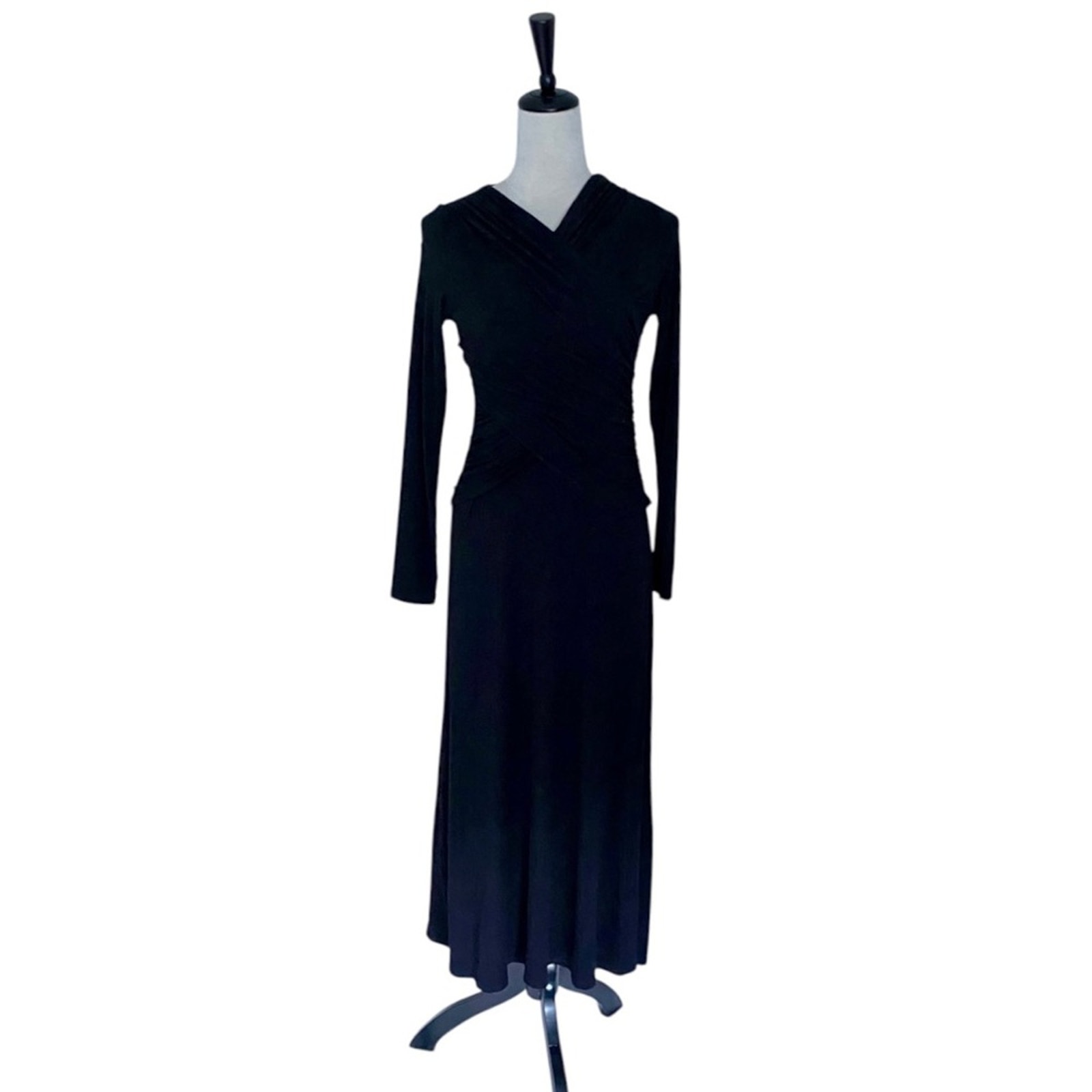 Fifteen Twenty Cross Front Elegant Long Sleeve Midi Dress Black