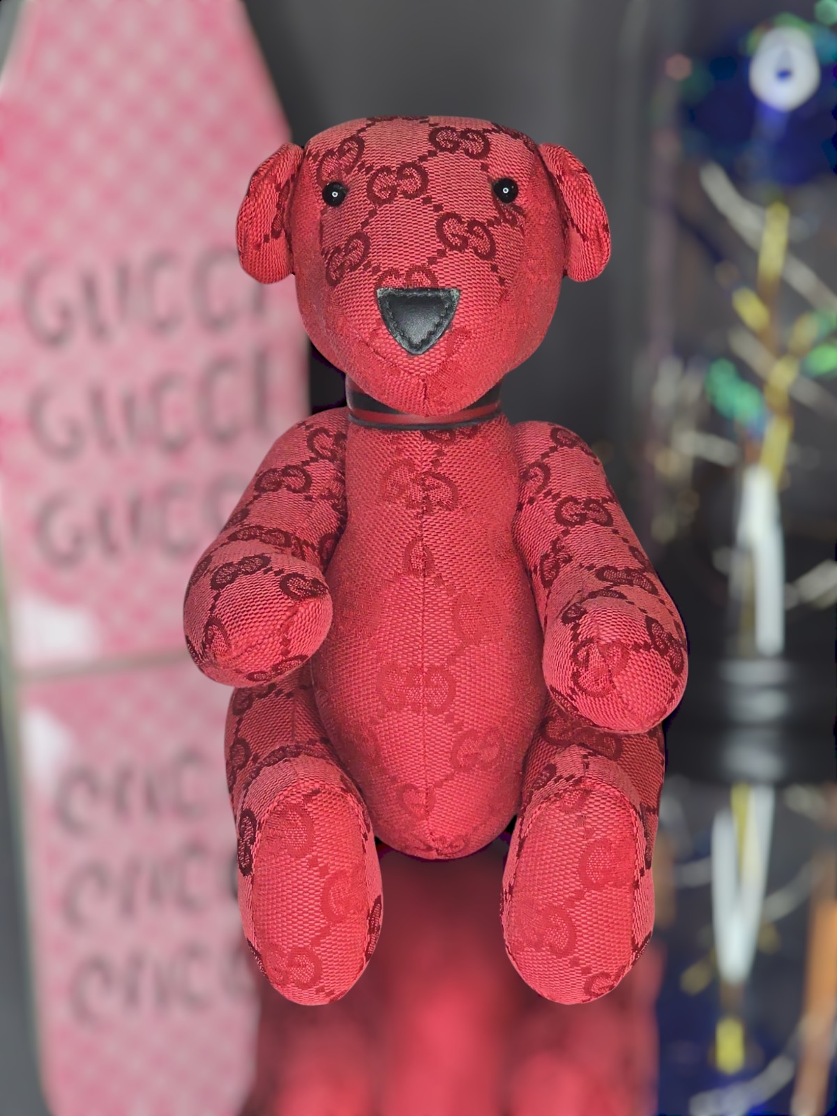 Rare Red Gucci GG Canvas Teddy Bear Plush Bear