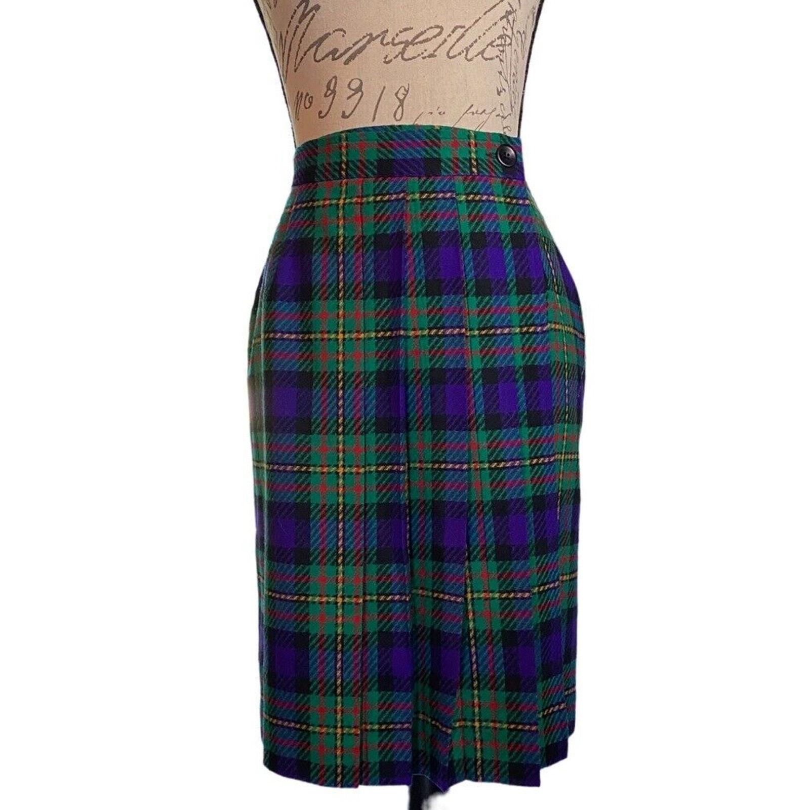 Pendleton Old Money Womens 12 Vintage Wrap Pleated Tartan Plaid Wool Skirt