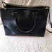 Lauren Ralph Lauren Black Leather Large Business Shoulder Bag Double Top Zip