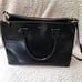 Lauren Ralph Lauren Black Leather Large Business Shoulder Bag Double Top Zip