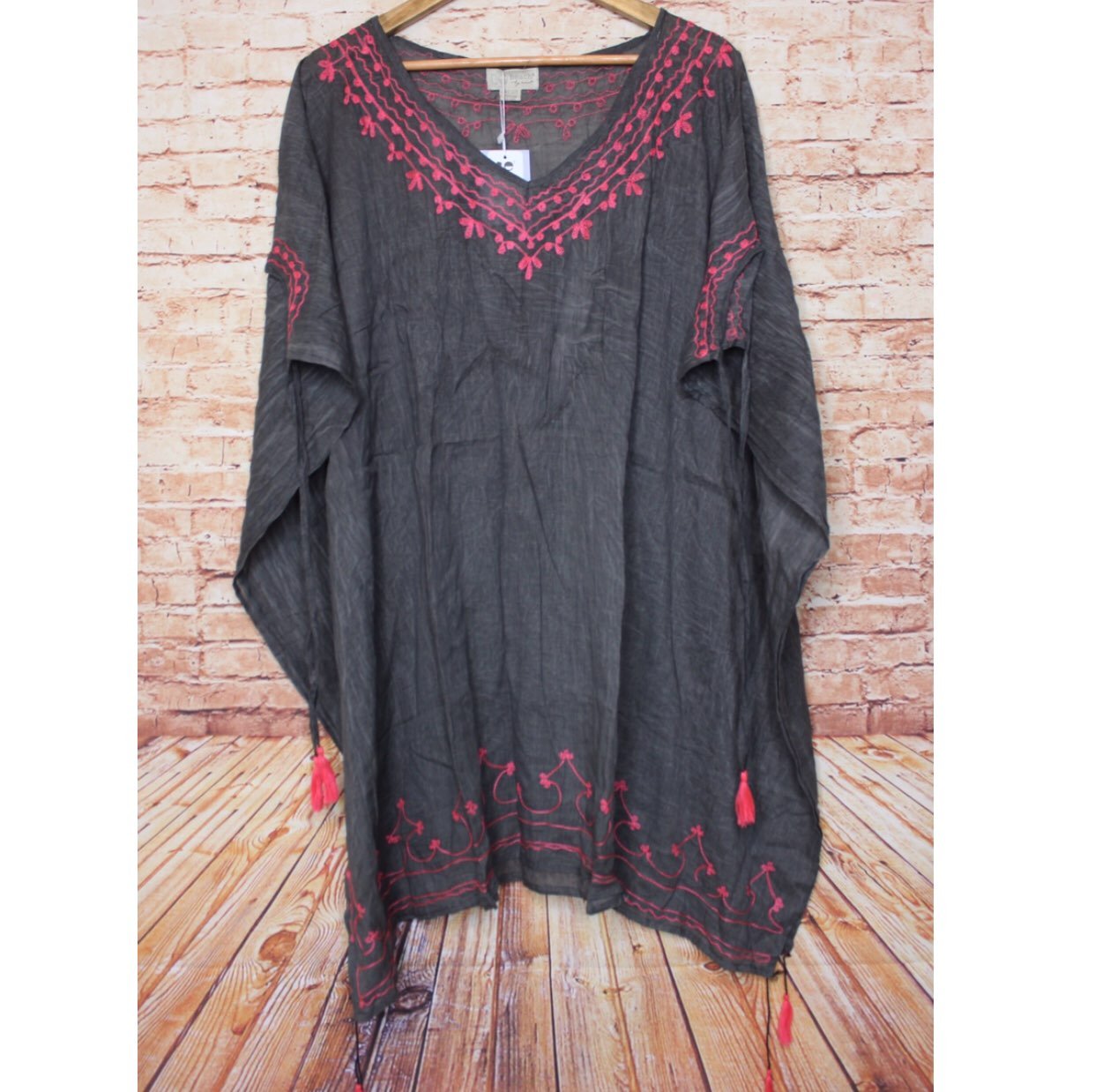 Beach by Exist gray pink swim coverup kaftan