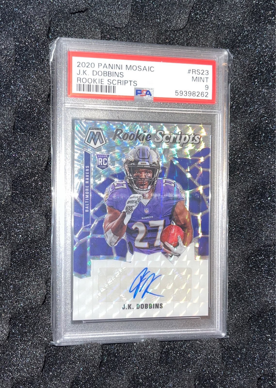 JK Dobbins Auto Ravens PSA Mosaic Football Card