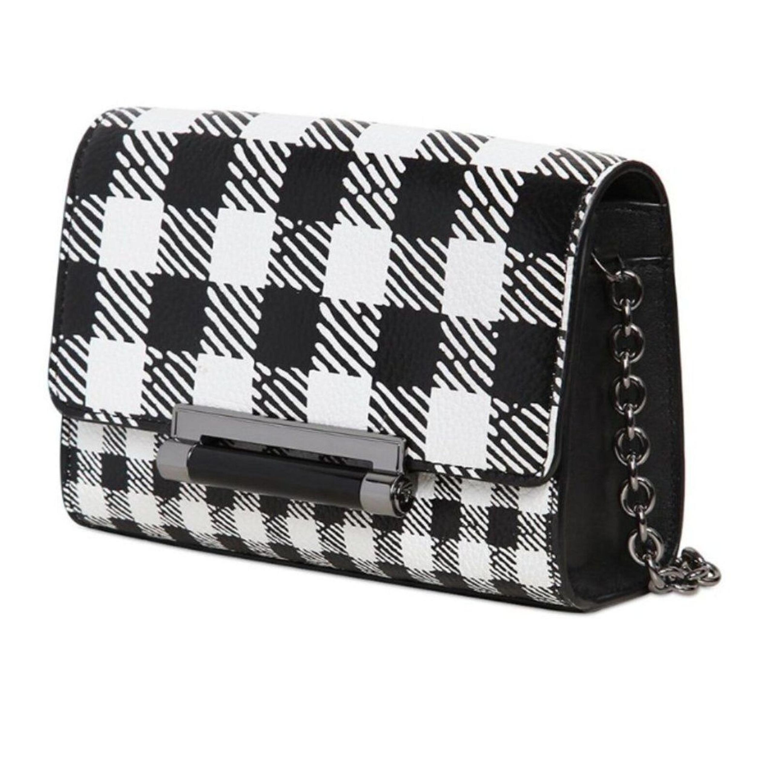 Diane Von Furstenberg Black White Leather Gingham Al Fresca Mini Shoulder Bag